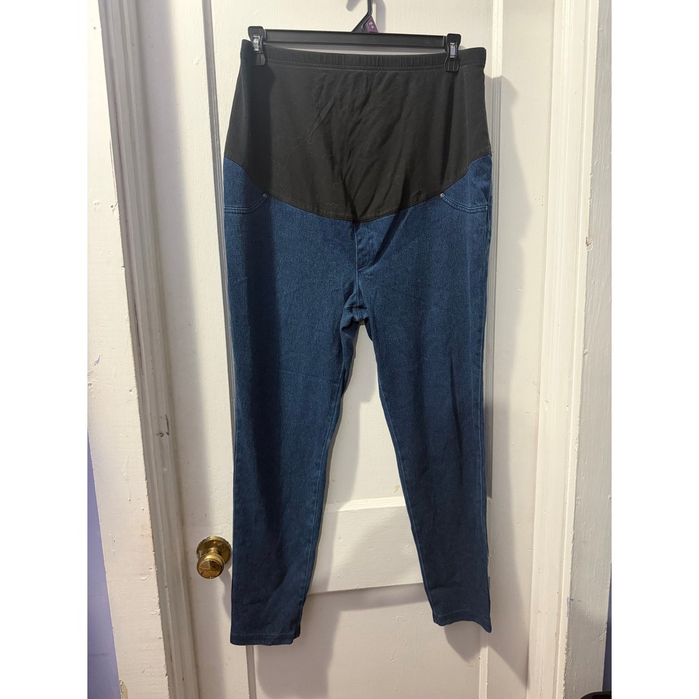 Time and Tru Maternity Denim Skinny Jeans Dark Wash Full Belly Panel XL 16-18
